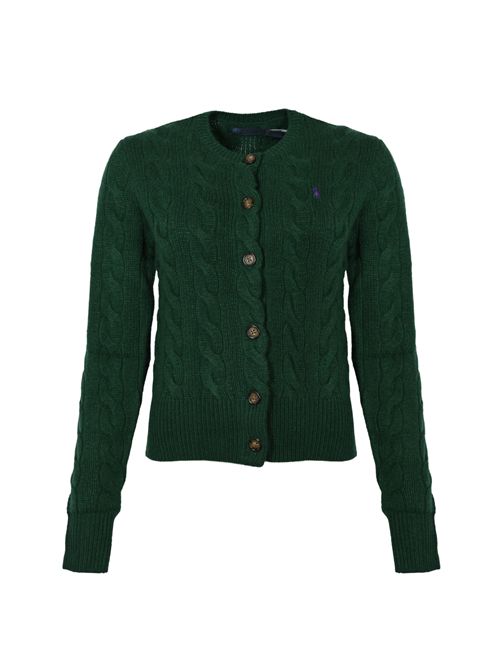 Cardigan a trecce in lana e cashmere Green POLO RALPH LAUREN | 211972104008